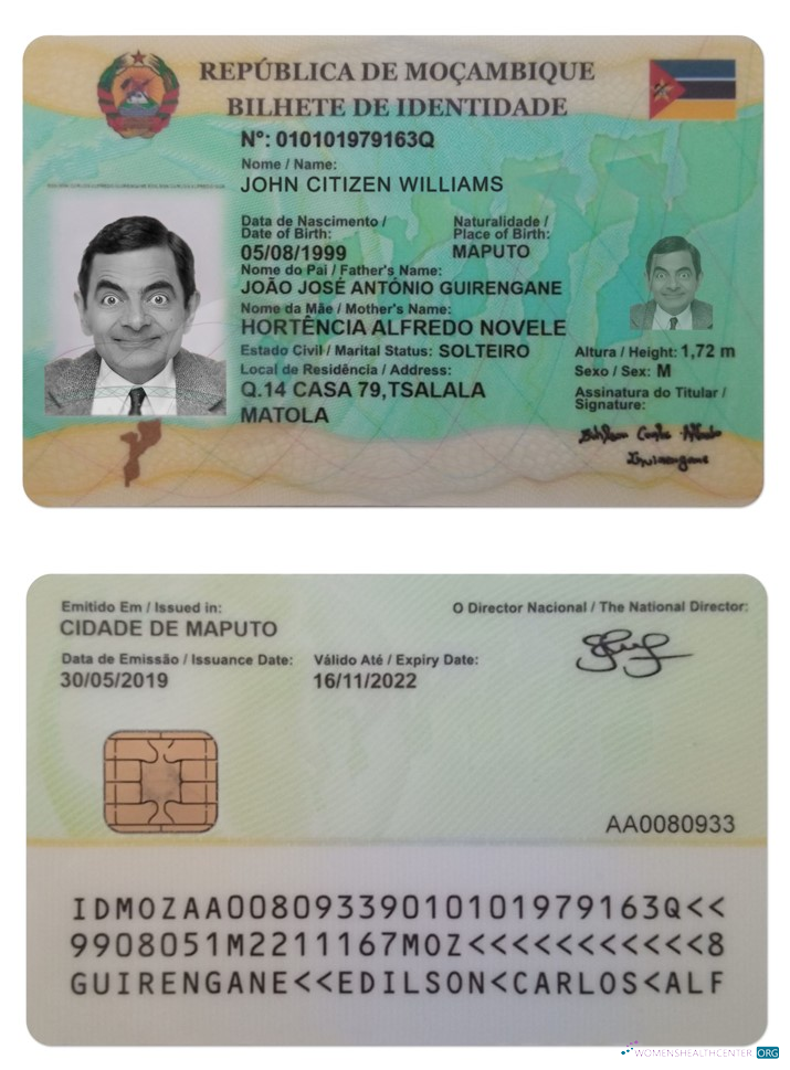 Download Mozambique ID Photoshop template